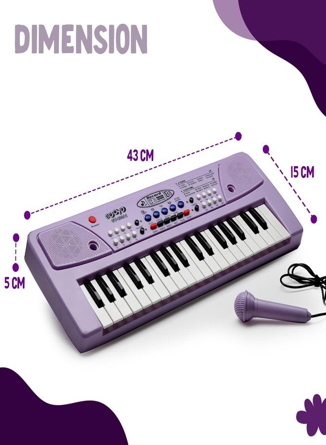 Gooyo GY-430CF 37-Key Musical Piano Keyboard with Microphone | 8 Rhythms, 8 Tones, 6 Demos, Song Record Feaure | Dual Power Supply (USB Included) | Purple Color | Gift Box Packaging - Image 4